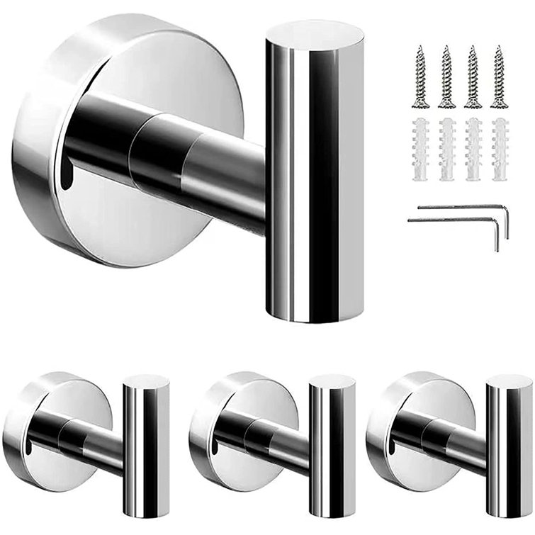 chiloyal Brushed Silver Self Adhesive Hooks, HeavyDuty Waterproof And